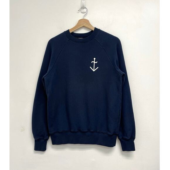 La Paz Cunha Logo Organic Cotton Anchor Nautical Coastal Raglan Sweatshirt XS - Picture 1 of 10
